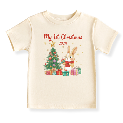 My First Christmas 2025 Baby Bodysuit, Kids & Toddler T-Shirt – Cute Bunny Outfit