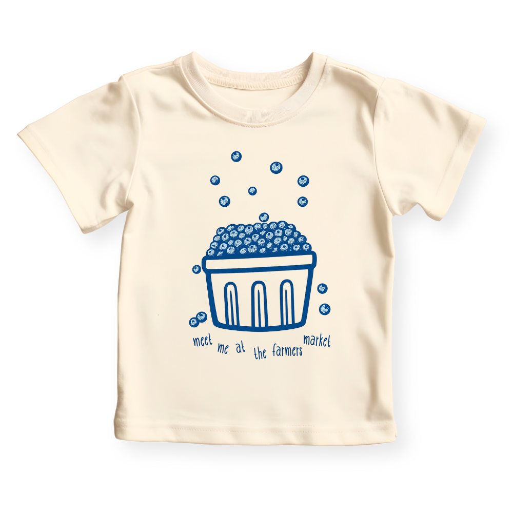 Meet Me at the Farmers Market Blueberry Basket Shirt – Baby Onesie | Toddler & Kids Tee | Unisex Summer Outfit