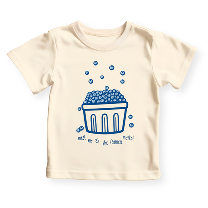 Meet Me at the Farmers Market Blueberry Basket Shirt – Baby Onesie | Toddler & Kids Tee | Unisex Summer Outfit