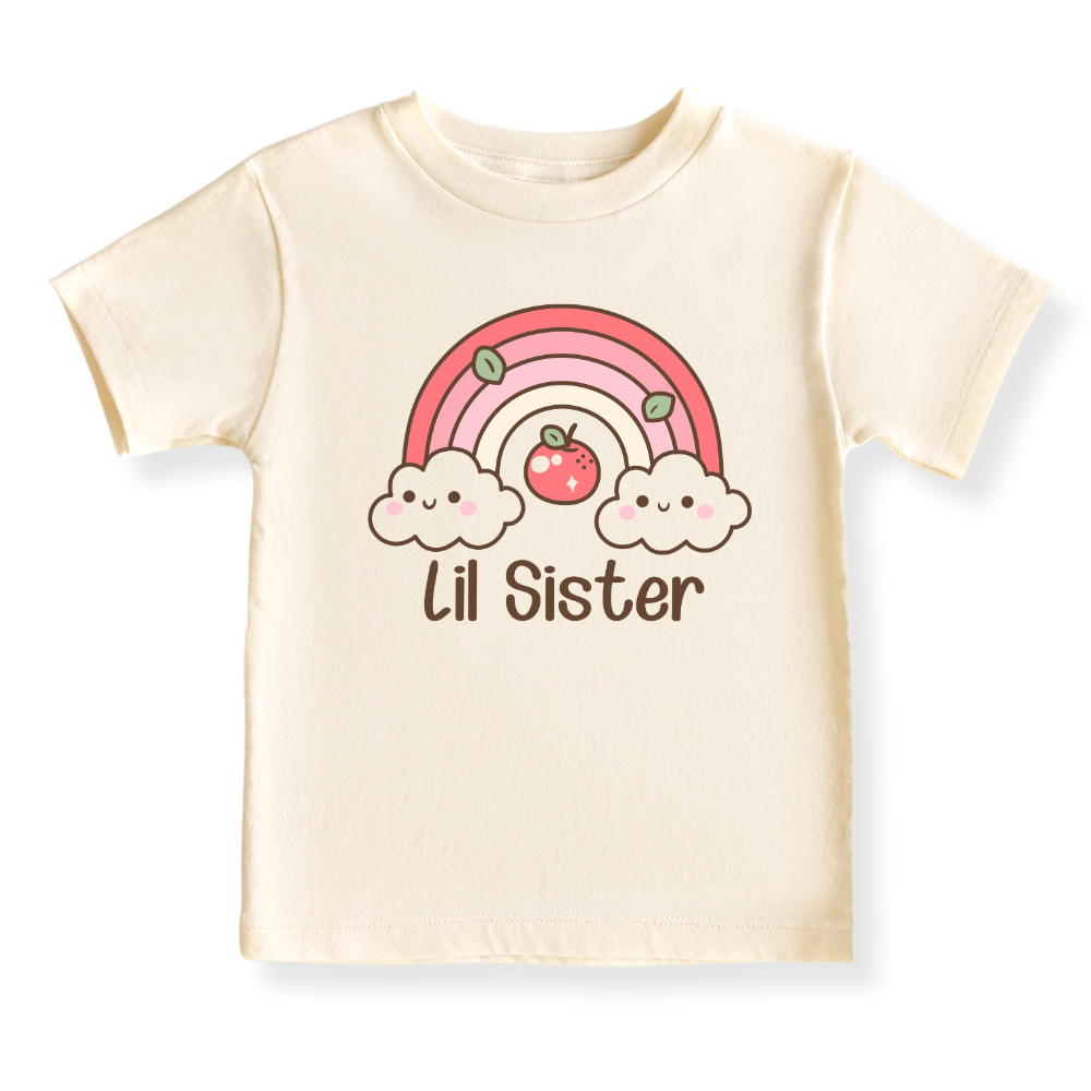 Lil Sister Rainbow Baby Bodysuit, Rainbow Sister Matching Tee