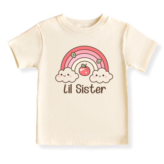 Lil Sister Rainbow Baby Bodysuit, Rainbow Sister Matching Tee