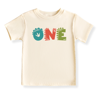 "ONE" Dinosaur Baby Onesie, 1st Birthday Toddler T-Shirt, Cute Dinosaur Birthday Outfit for Kids, Boys & Girls, First Birthday Shirt
