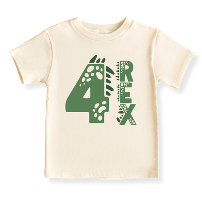 Four Rex Brithday Tshirt for Kids, 4th Birthday Outfit for Boys Shirt, Dinosaur Tshirt T-Rex Tee