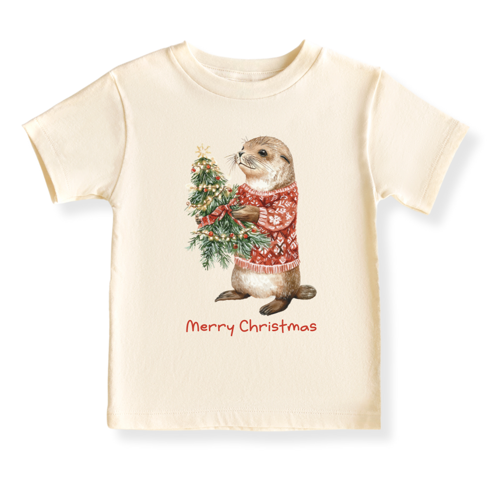 Cute Otter Merry Christmas Baby Bodysuit, Kids & Toddler T-Shirt – Otter Christmas Outfit
