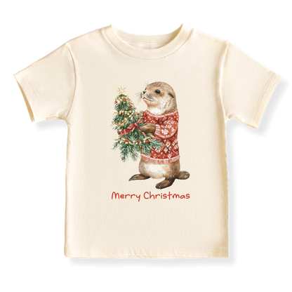 Cute Otter Merry Christmas Baby Bodysuit, Kids & Toddler T-Shirt – Otter Christmas Outfit
