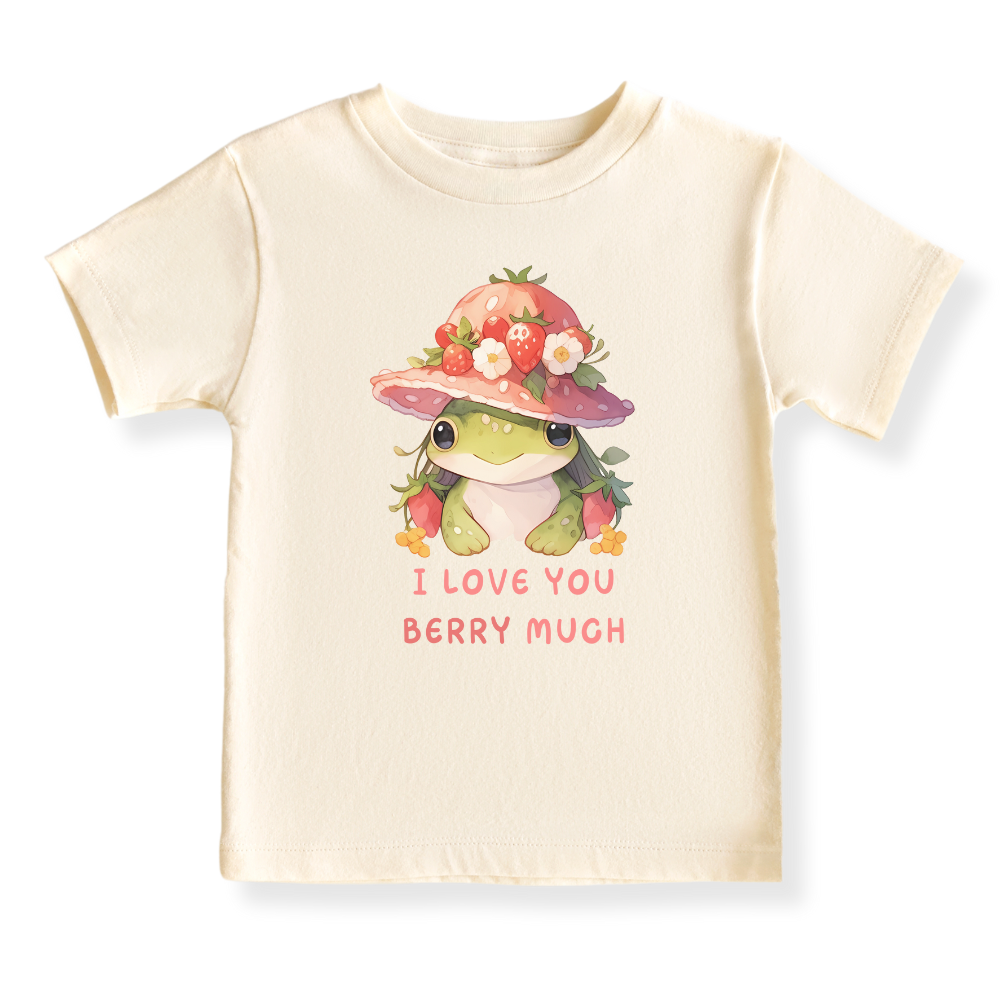 I Love You Berry Much Baby Bodysuit - Strawberry Frog Graphic Tee