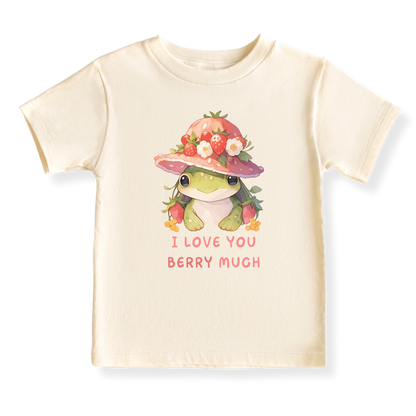 I Love You Berry Much Baby Bodysuit - Strawberry Frog Graphic Tee