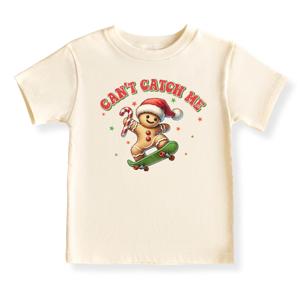 Can't Catch Me Tshirt Christmas Baby Bodysuit, Kids & Toddler T-Shirt – Doughmie Cookie Xmas Outfit