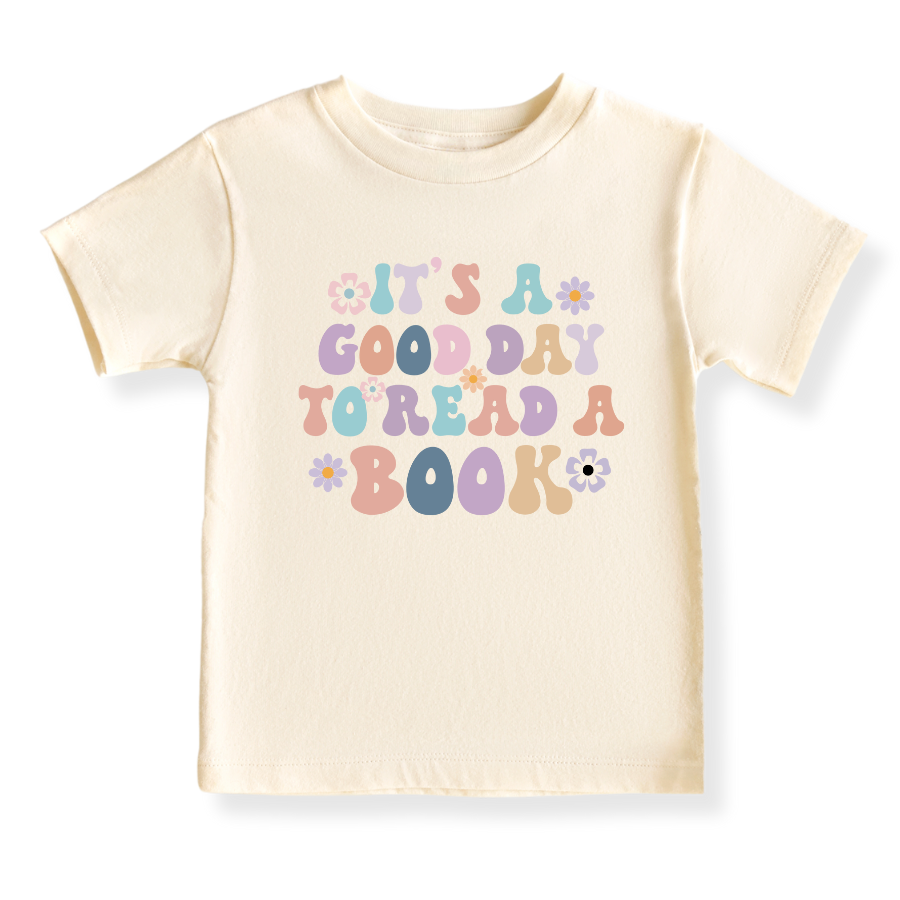 It's a Good Day to Read a Book Retro Girl Tshirt, Inspirational Tee for Baby Girl Bodysuit, Retro Flower Shirt