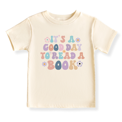 It's a Good Day to Read a Book Retro Girl Tshirt, Inspirational Tee for Baby Girl Bodysuit, Retro Flower Shirt