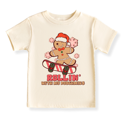 Rollin' with my Doughmies Tshirt Christmas Baby Bodysuit, Kids & Toddler T-Shirt – Christmas Outfit