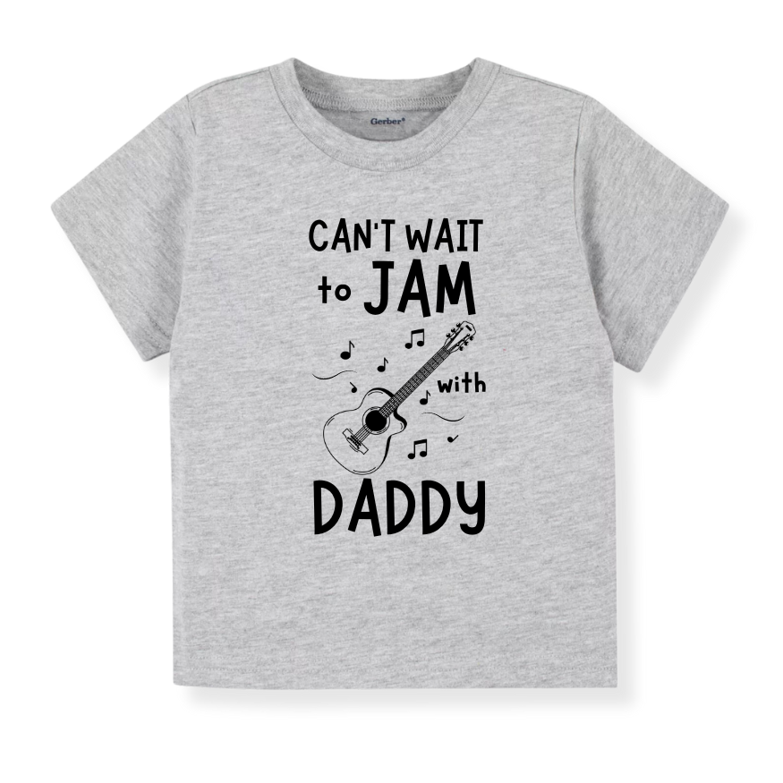 Baby Bodysuit, Kids & Toddler T-Shirt – 'Can't Wait to Jam with Daddy' Guitar Design Gift for New Dads