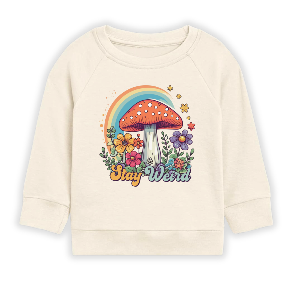 Retro Mushroom Rainbow Baby Bodysuit – Stay Weird Kids T-Shirt & Toddler Tee – Fun & Unique Outfit