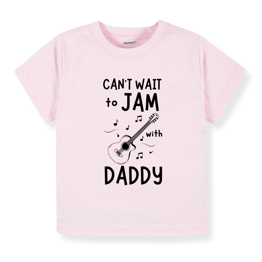 Baby Bodysuit, Kids & Toddler T-Shirt – 'Can't Wait to Jam with Daddy' Guitar Design Gift for New Dads