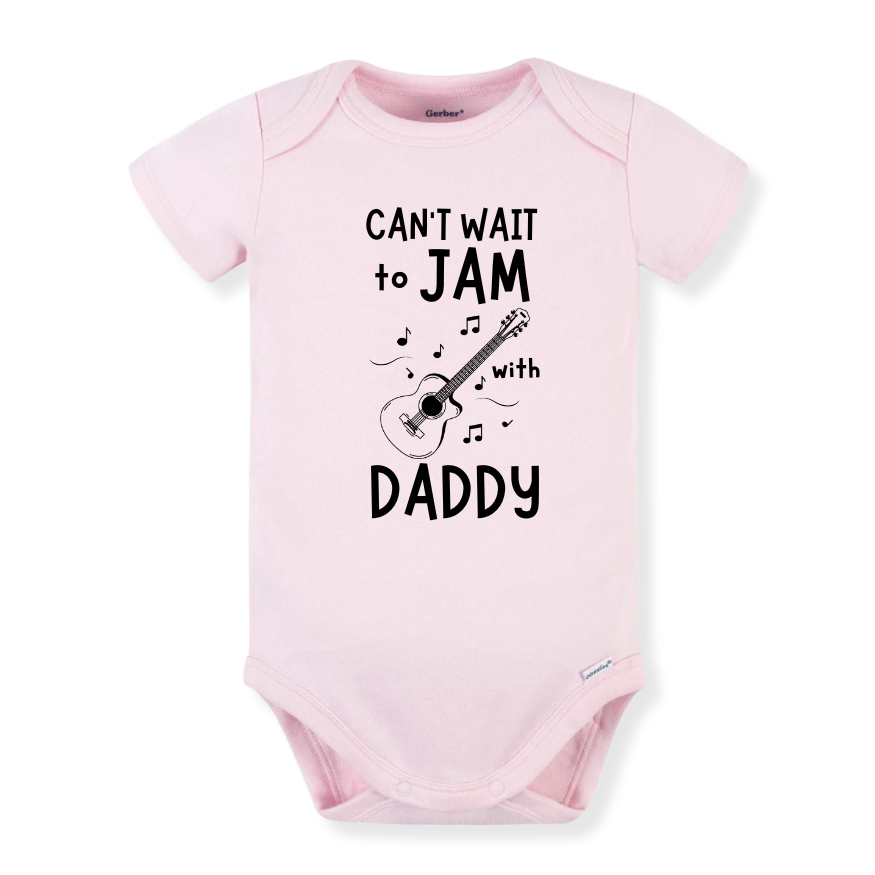 Baby Bodysuit, Kids & Toddler T-Shirt – 'Can't Wait to Jam with Daddy' Guitar Design Gift for New Dads