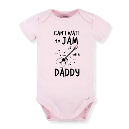 Baby Bodysuit, Kids & Toddler T-Shirt – 'Can't Wait to Jam with Daddy' Guitar Design Gift for New Dads