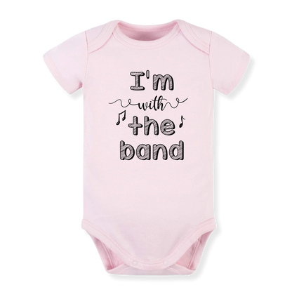 Baby Bodysuit, Kids & Toddler T-Shirt – 'I'm with the Band' Music Outfit Concert Baby Clothes for Boys, Girls
