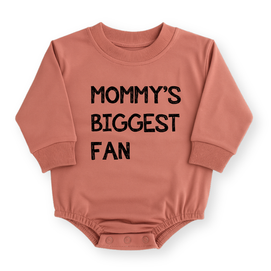 Infant romper in Sage green with Mommy's Biggest Fan