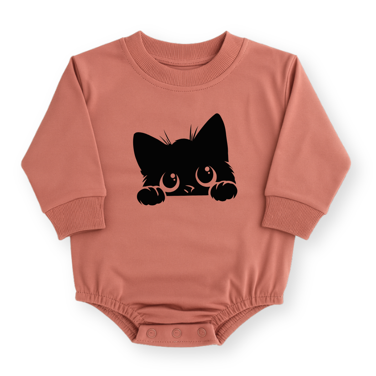 Black Cat Baby Romper - Cotton Baby Bodysuit