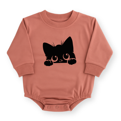 Black Cat Baby Romper - Cotton Baby Bodysuit