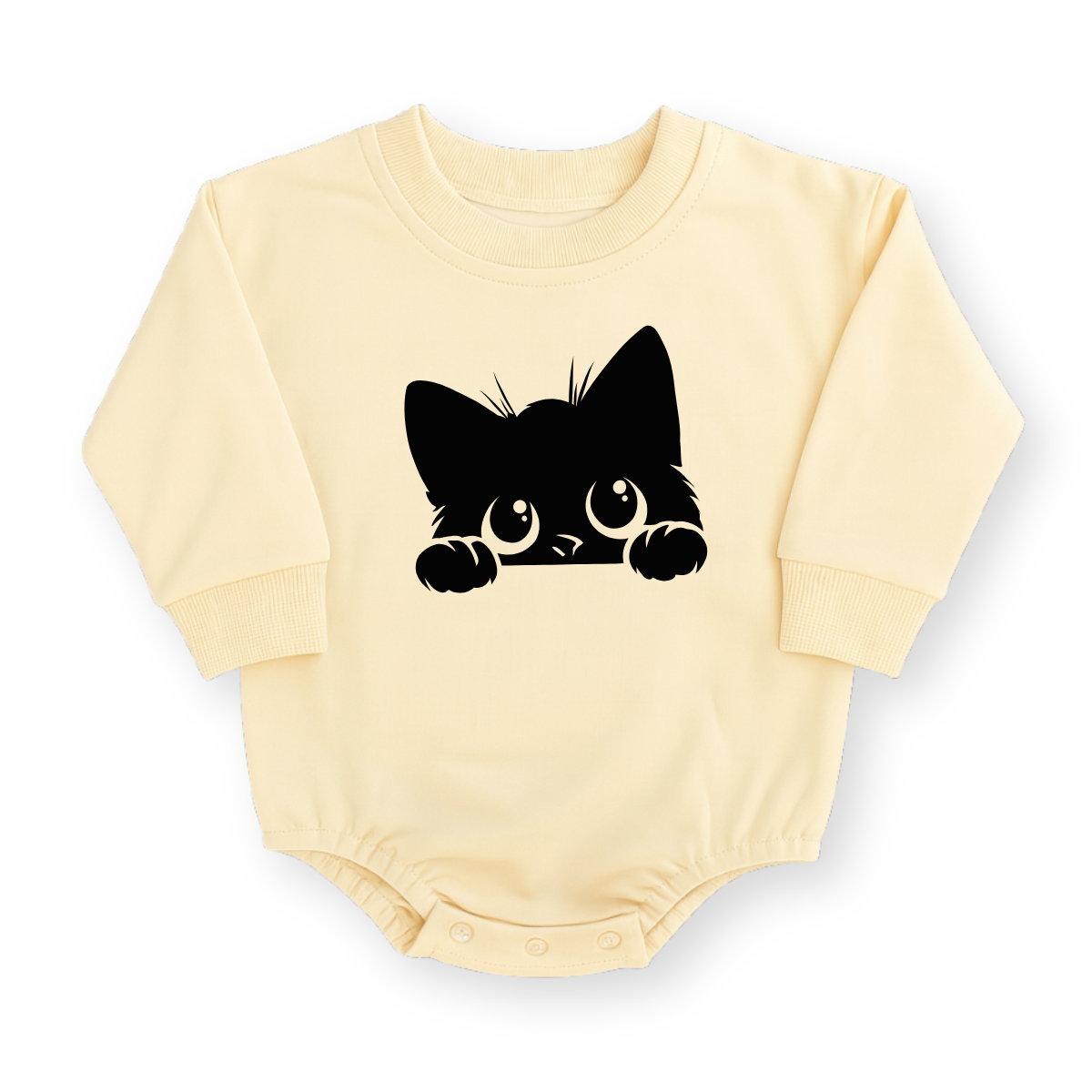 Black Cat Baby Romper - Cotton Baby Bodysuit