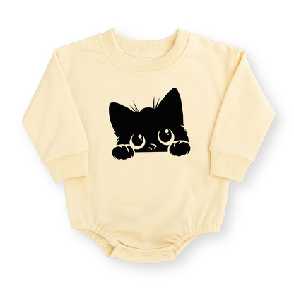 Black Cat Baby Romper - Cotton Baby Bodysuit