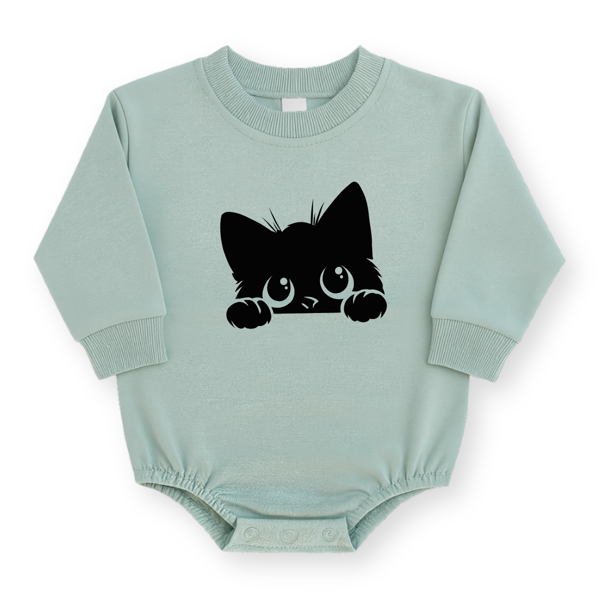 Black Cat Baby Romper - Cotton Baby Bodysuit