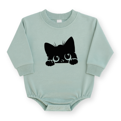 Black Cat Baby Romper - Cotton Baby Bodysuit