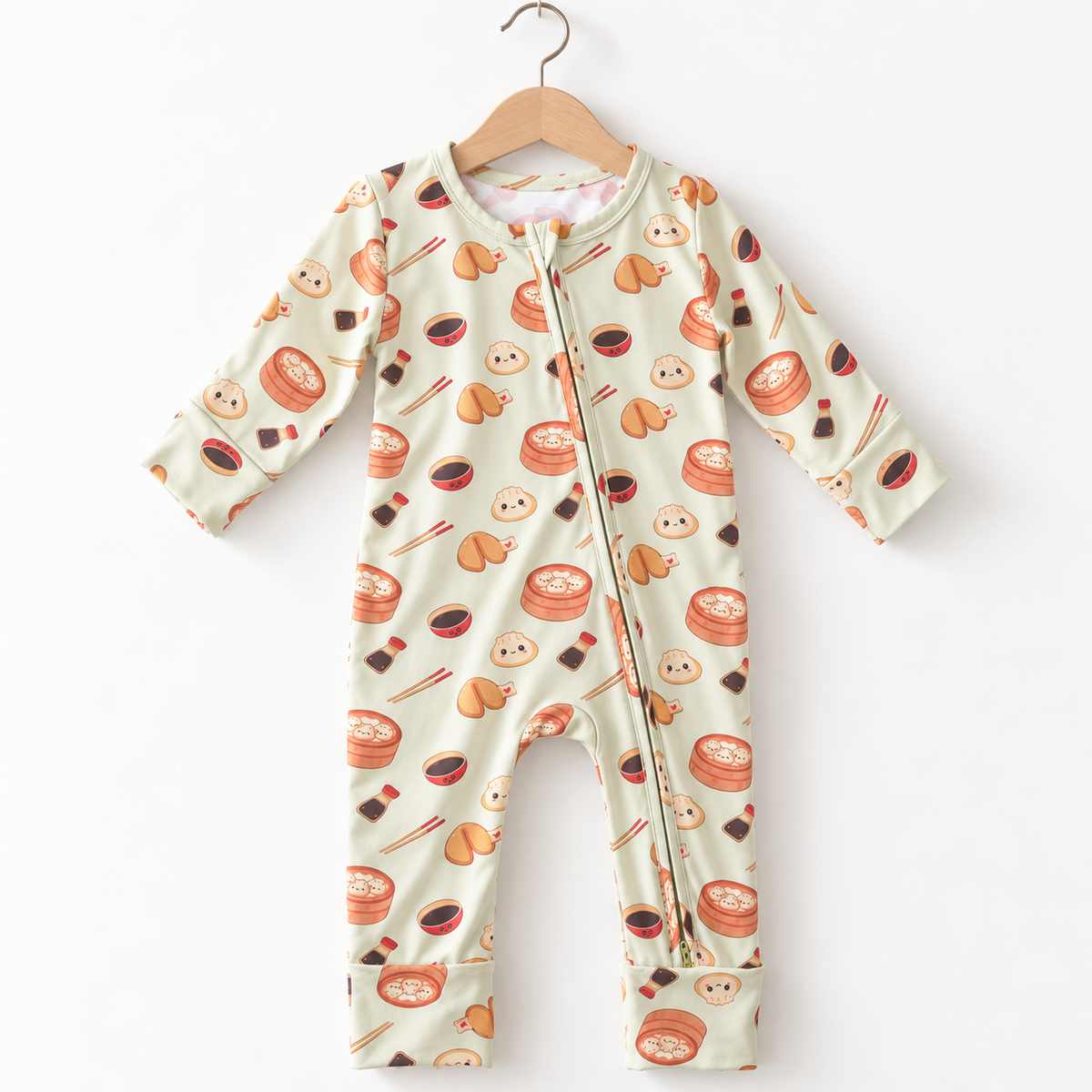 Dumpling Baby Sleepwear, Bamboo 2-Way Zip Romper