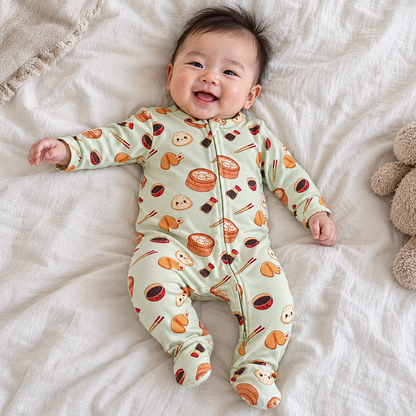 Dumpling Baby Sleepwear, Bamboo 2-Way Zip Romper