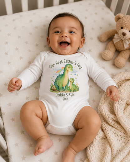 Our First Father's Day Baby Bodysuit, Dinosaur Daddy and Me Matching Outfit