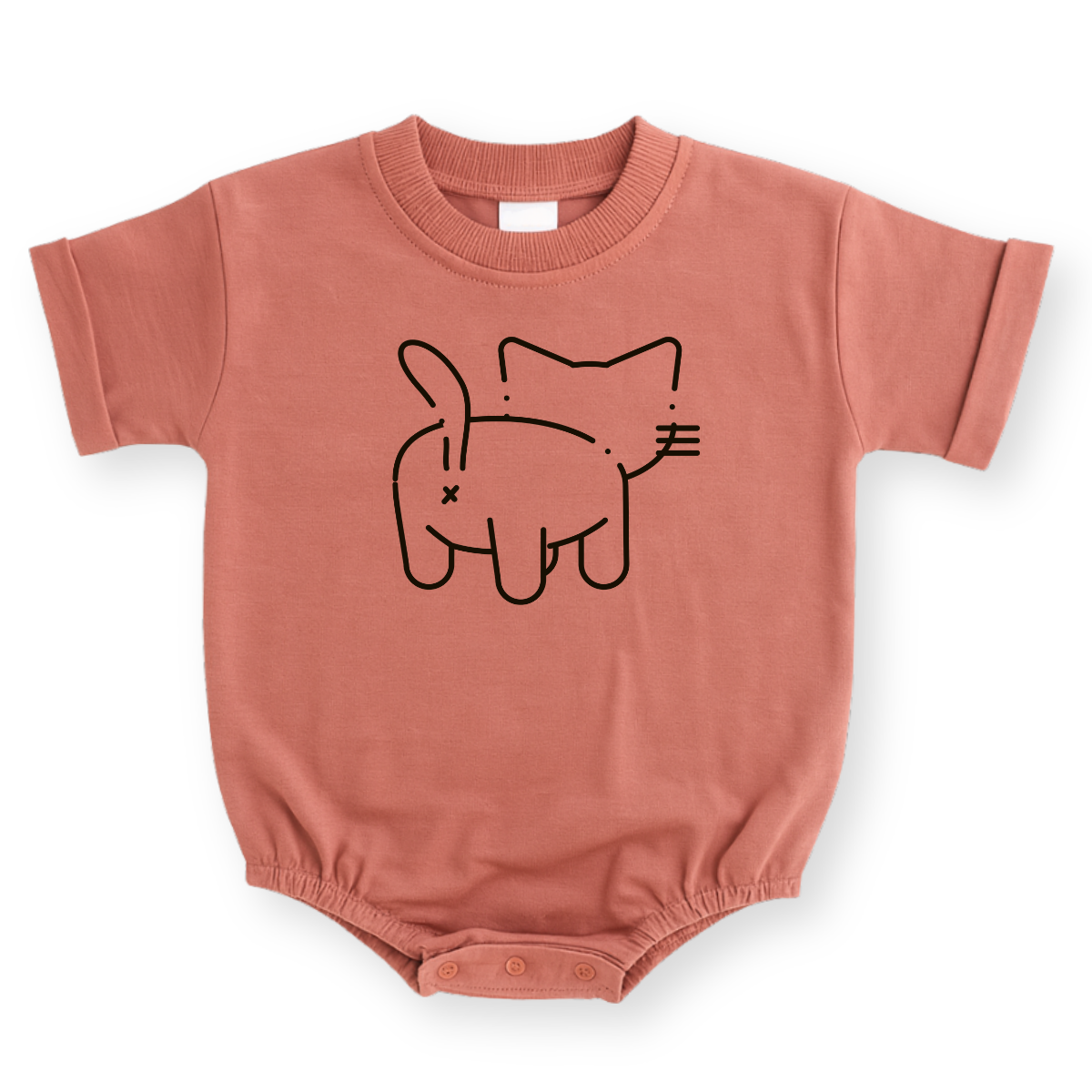 Minimalist Cat Baby Romper - Cotton Baby Bodysuit