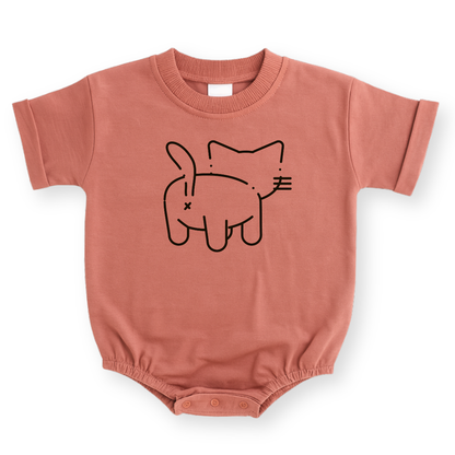 Minimalist Cat Baby Romper - Cotton Baby Bodysuit