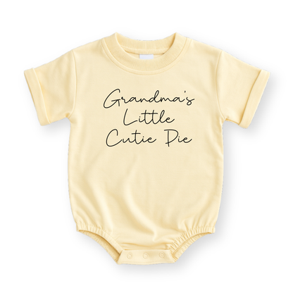 Grandma's Little Cutie Pie Baby Romper - Natural, Mauve & Sage Boho Infant Bodysuit