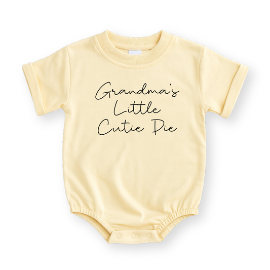 Grandma's Little Cutie Pie Baby Romper - Natural, Mauve & Sage Boho Infant Bodysuit