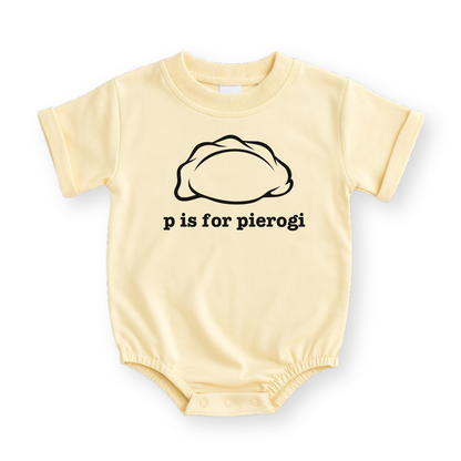 P is for Pierogi Baby Romper - Cotton Baby Bodysuit