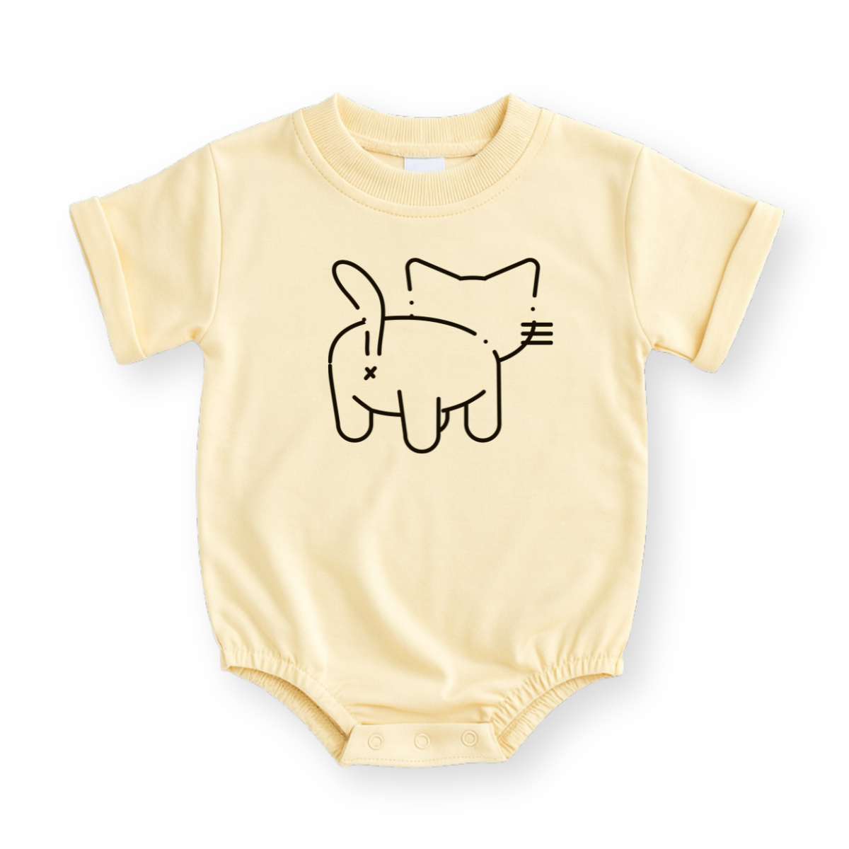 Minimalist Cat Baby Romper - Cotton Baby Bodysuit
