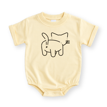 Minimalist Cat Baby Romper - Cotton Baby Bodysuit