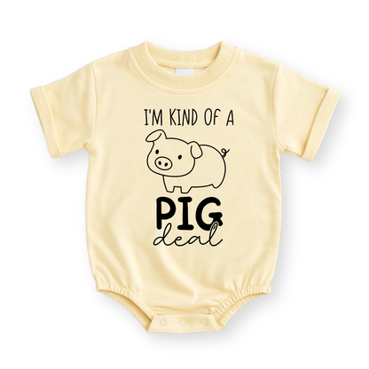 I'm Kind of a Pig Deal Baby Romper - Cute Pig Cotton Baby Bodysuit
