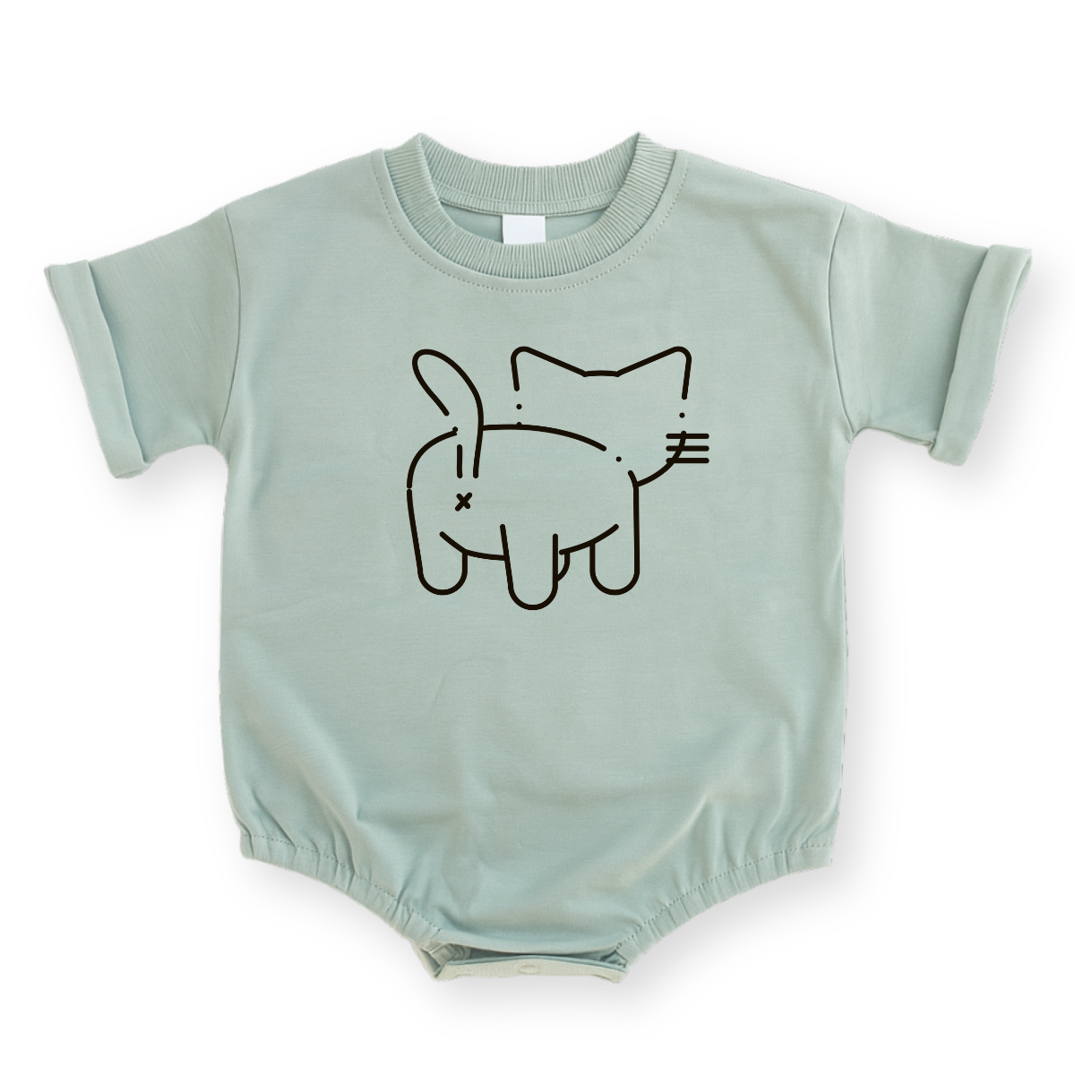 Minimalist Cat Baby Romper - Cotton Baby Bodysuit