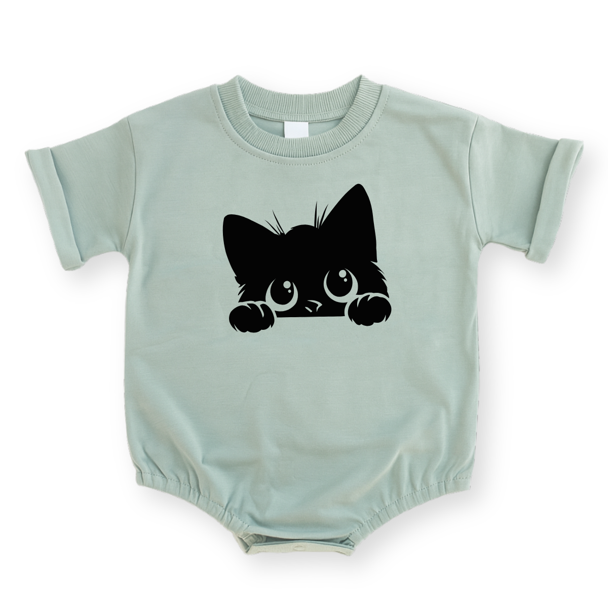 Black Cat Baby Romper - Cotton Baby Bodysuit