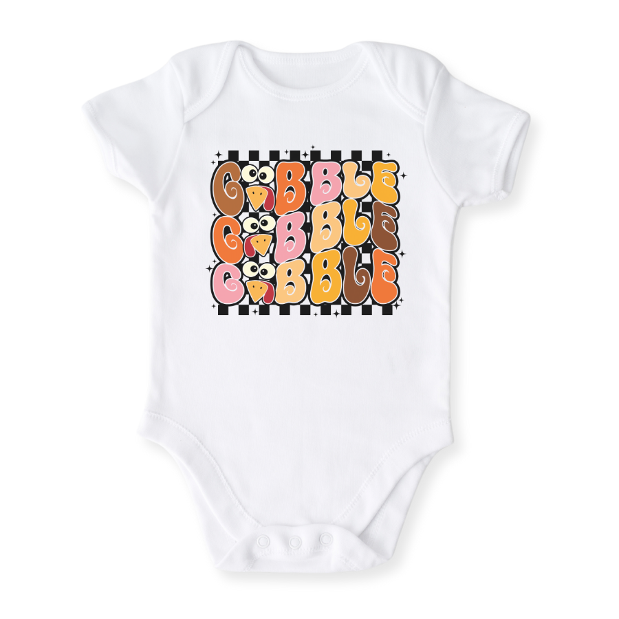 Gobble Gobble Gobble Turkey Baby Bodysuit, Thanksgiving Tshirt for Kids, Cute Baby Gift Fall Baby Clothes