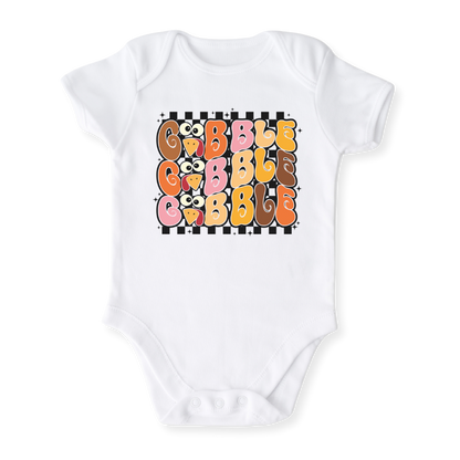 Gobble Gobble Gobble Turkey Baby Bodysuit, Thanksgiving Tshirt for Kids, Cute Baby Gift Fall Baby Clothes