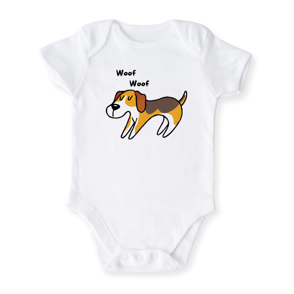 Cute Dog Baby Bodysuit Woof Woof Tshirt for Kids Toddler Tee Dog Lovers Gift
