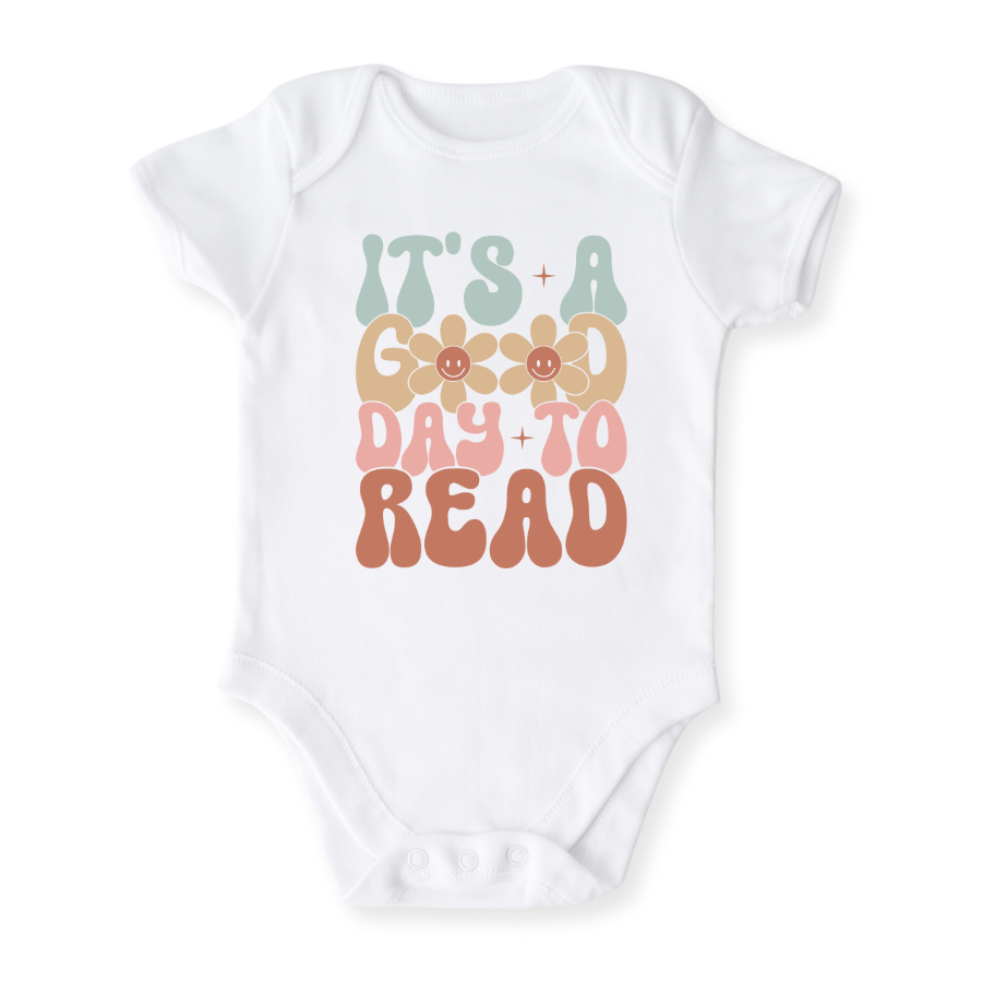 It's a Good Day to Read Retro Girl Tshirt, Inspirational Tee for Baby Girl Bodysuit, Retro Flower Shirt