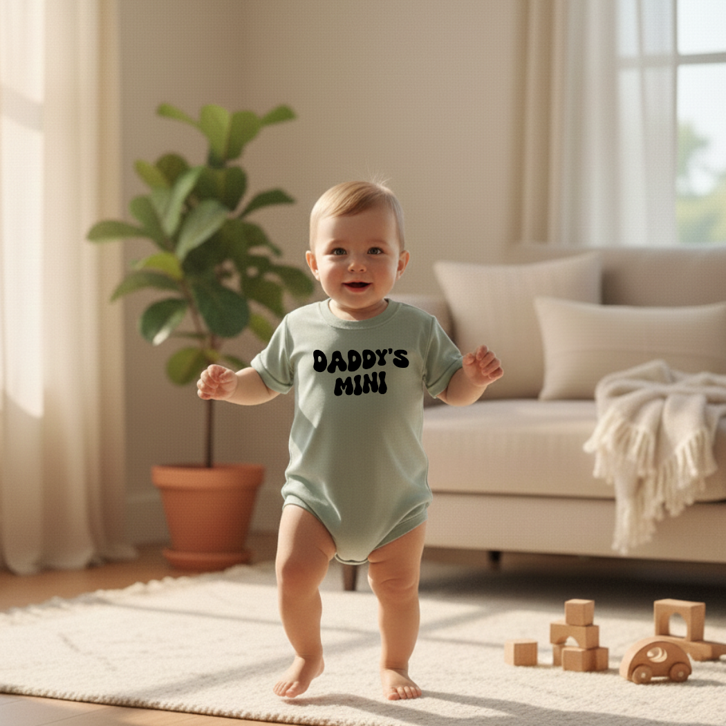 Daddy's Mini Baby Romper - Cotton Baby Bodysuit for Girls