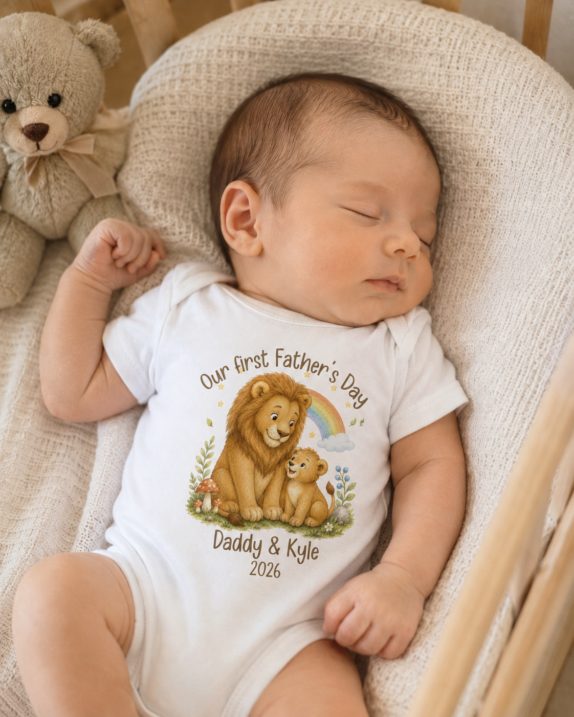 Our First Father's Day Baby Bodysuit, Lion Daddy and Me Matching Outfit