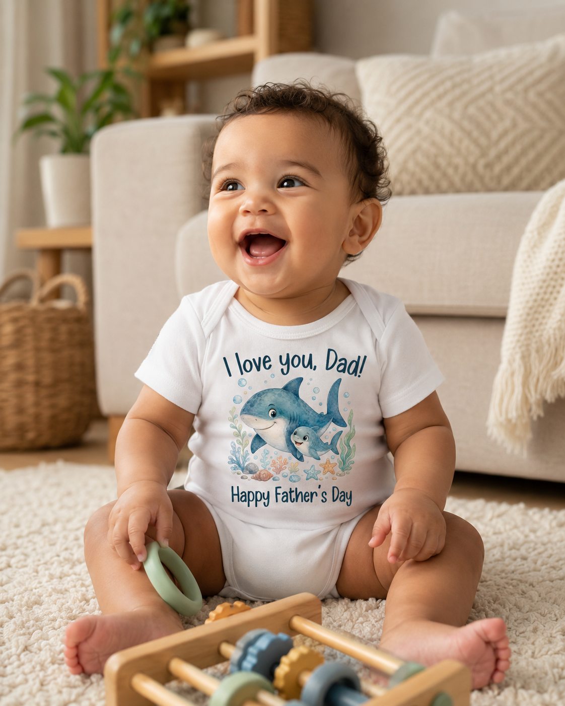 I Love You Dad - Happy Father's Day Shark Baby Bodysuit - Family Outfit