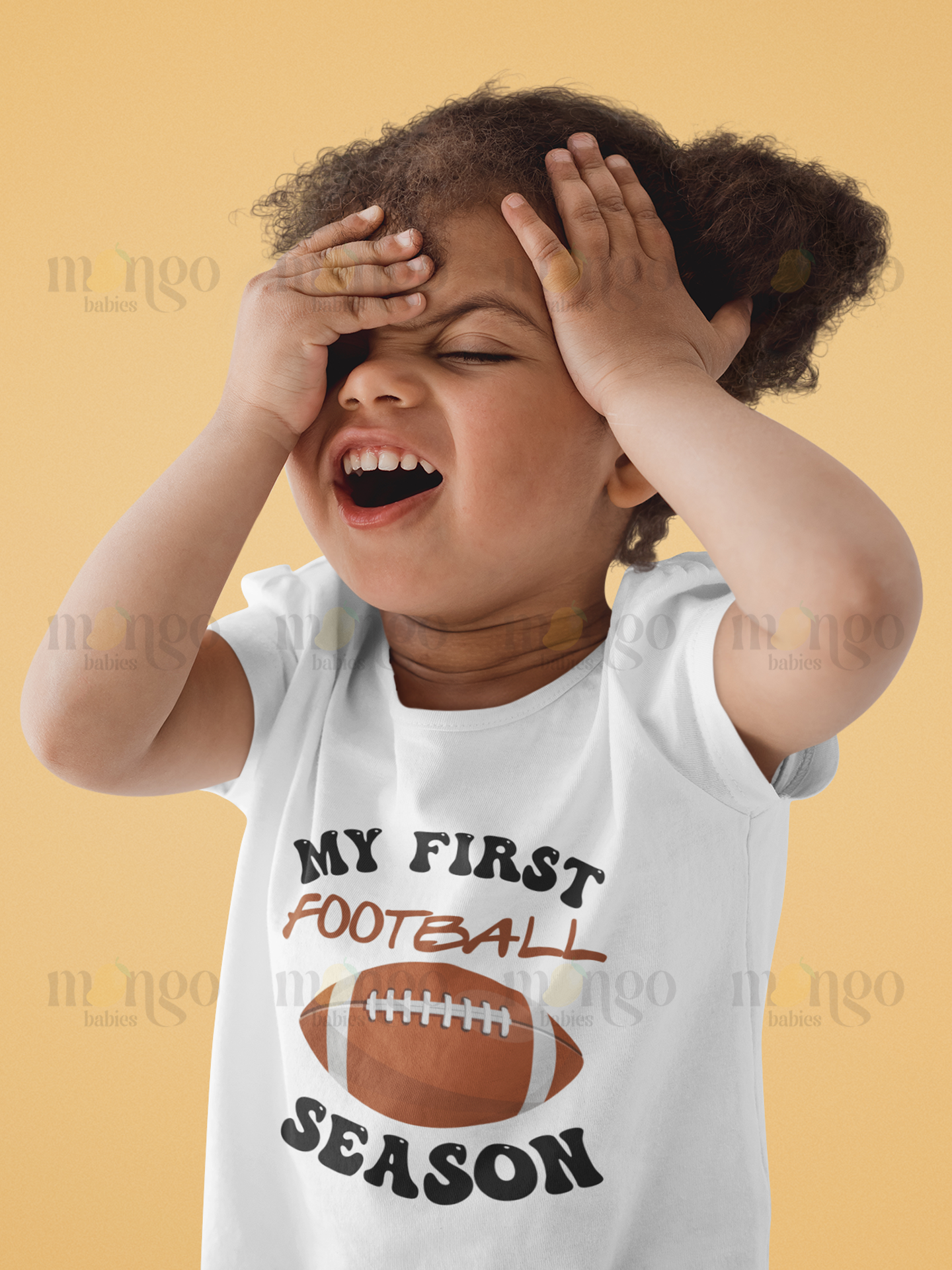 My First Football Season printed baby bodysuit, toddler, kids t-shirt, adult shirt, and children sweatshirt with football design